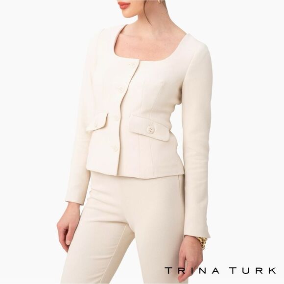 Trina Turk **NWT** 'Mott' Blazer Jacket in Cream / Off White - Picture 5 of 10